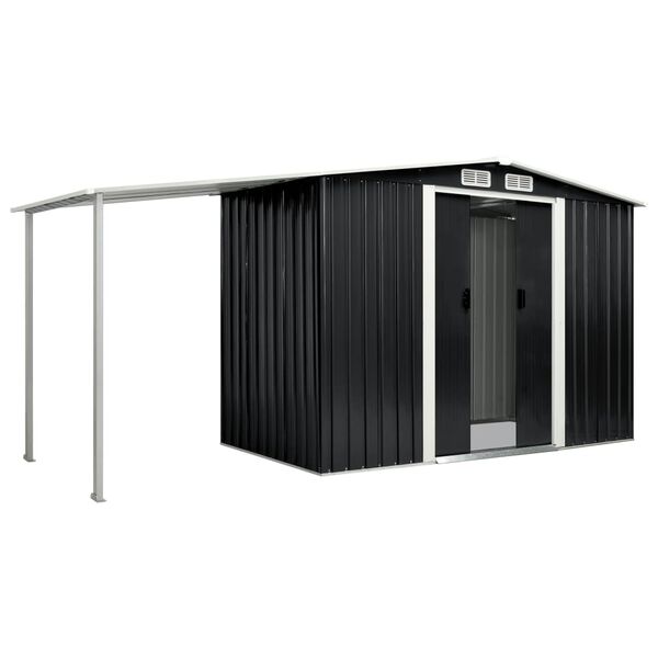vidaXL Abri de jardin avec portes Anthracite 386x131x178 cm Acier