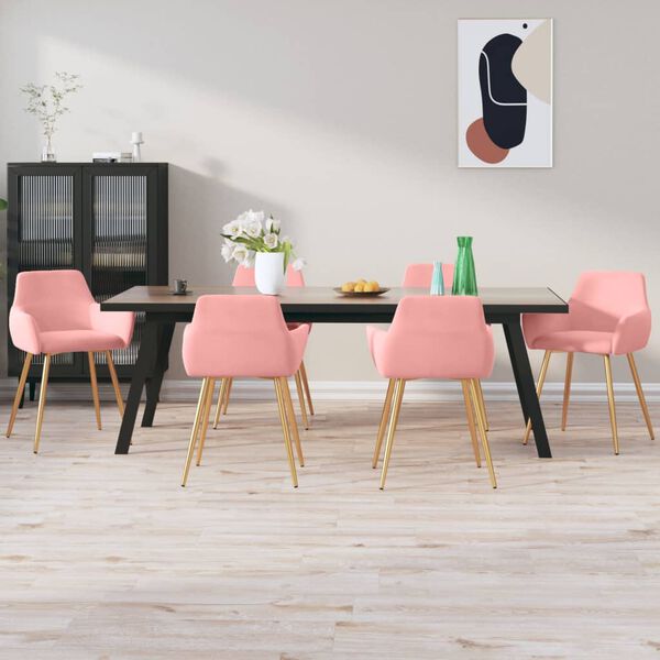 vidaXL Chaises &agrave; manger lot de 6 rose velours