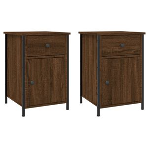 vidaXL Tables de chevet 2pcs Ch&ecirc;ne marron 40x42x60cm Bois d'ing&eacute;nierie