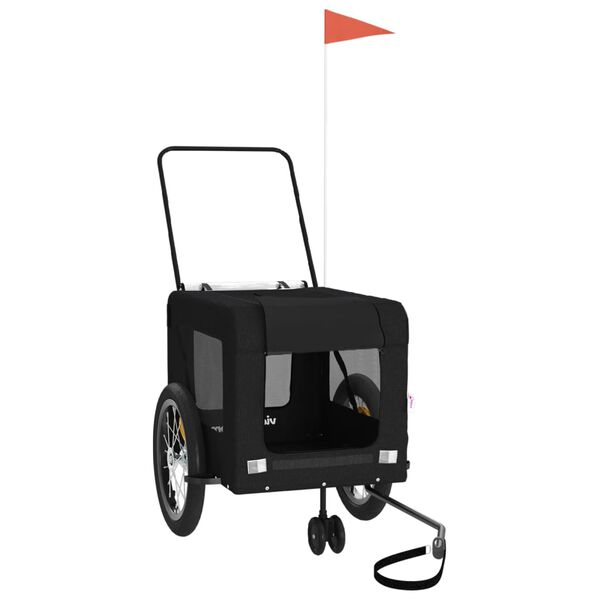 vidaXL Remorque de v&eacute;lo pour animaux de compagnie noir