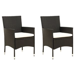 vidaXL Chaises de jardin lot de 2 avec coussins R&eacute;sine tress&eacute;e Noir