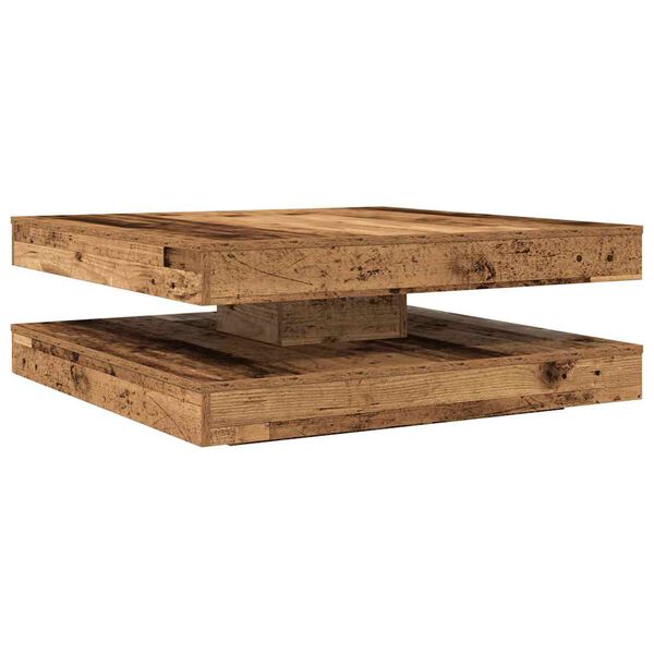 vidaXL Table basse rotative &agrave; 360 degr&eacute;s vieux bois 90x90x34,5 cm