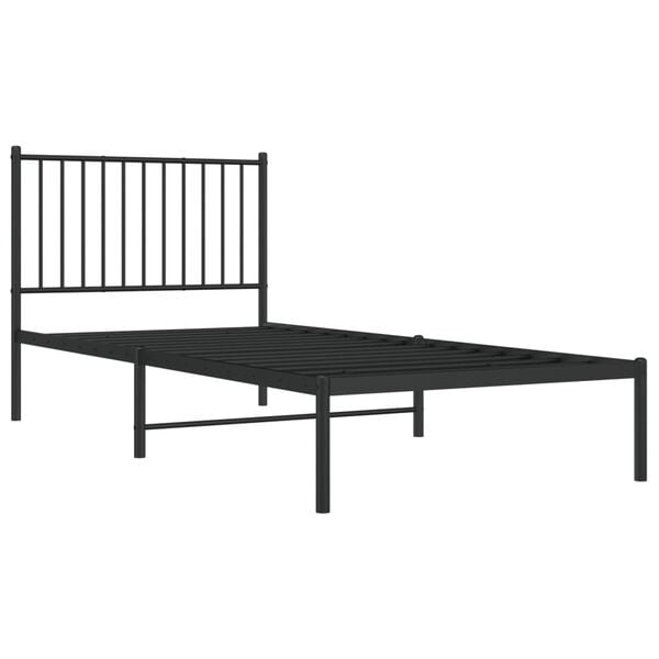vidaXL Cadre de lit métal sans matelas avec tête de lit noir 90x200 cm