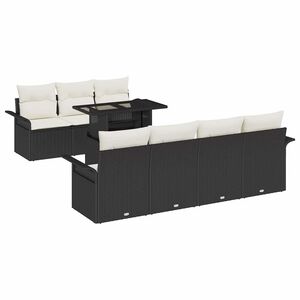 vidaXL Ensemble de canap&eacute; de jardin 8 pcs Noir Poly Rattan