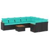 vidaXL Ensemble de canap&eacute; de jardin 10 pcs avec coussins noir r&eacute;sine tress&eacute;e
