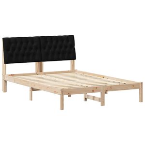 vidaXL Cadre de lit avec t&ecirc;te de lit Noir 140 x 190 cm Pin massif