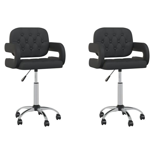 vidaXL Chaises pivotantes &agrave; manger lot de 2 noir similicuir
