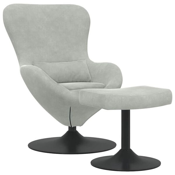 vidaXL Chaise &OElig;uf avec Pouf Gris clair Velours
