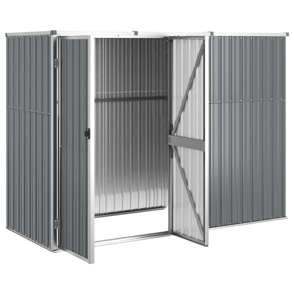 vidaXL Abri &agrave; outils de jardin Gris 225x89x161 cm Acier galvanis&eacute;