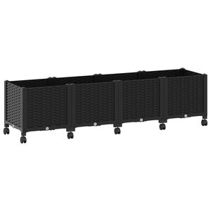 vidaXL Jardini&egrave;re avec Roues Noir 160 x 40 x 44 cm PP
