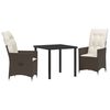 vidaXL Ensemble de salle à manger pour jardin 3 pcs Marron Poly rotin
