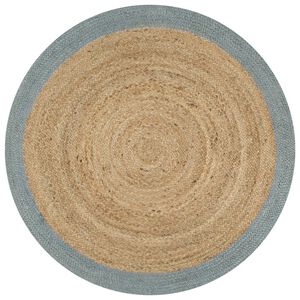 vidaXL Tapis fait &agrave; la main Jute avec bord vert olive 90 cm