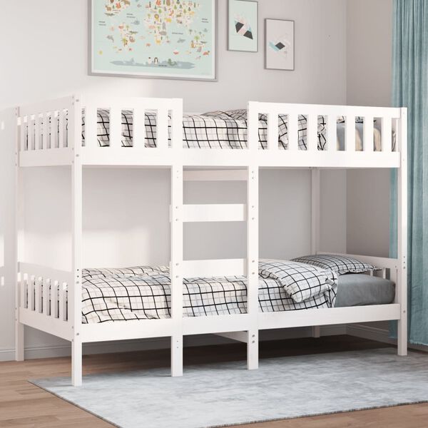 vidaXL Lit superpos&eacute; Blanc 75x190 cm Bois de pin massif
