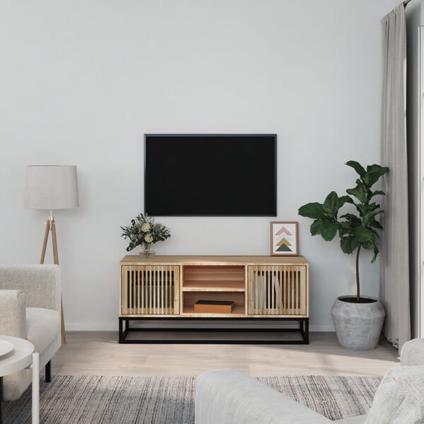 vidaXL Meuble TV 105x30x45 cm bois d'ing&eacute;nierie et fer