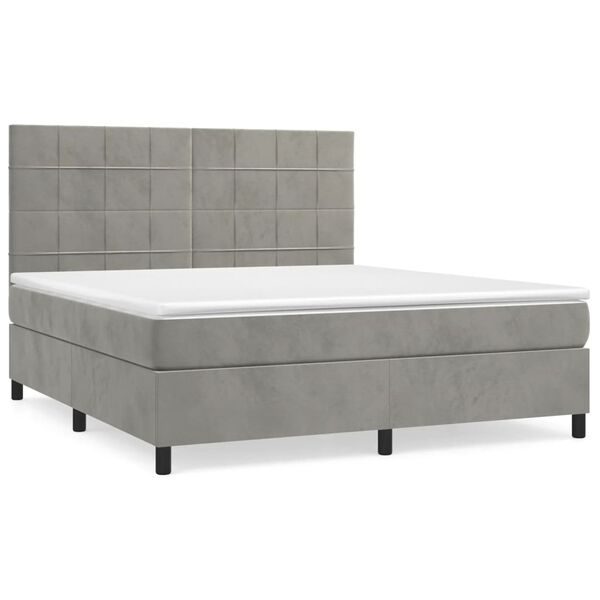 vidaXL Sommier &agrave; lattes de lit et matelas Gris clair 160x200cm Velours