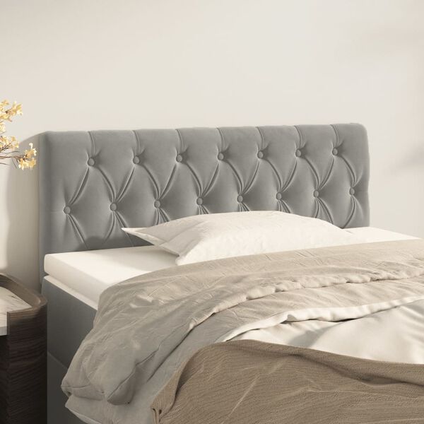 vidaXL T&ecirc;te de lit Gris clair 100x7x78/88 cm Velours