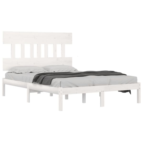 vidaXL Cadre de lit sans matelas blanc 140x200 cm bois massif