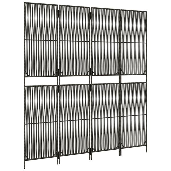 vidaXL Cloison de s&eacute;paration 4 panneaux gris r&eacute;sine tress&eacute;e