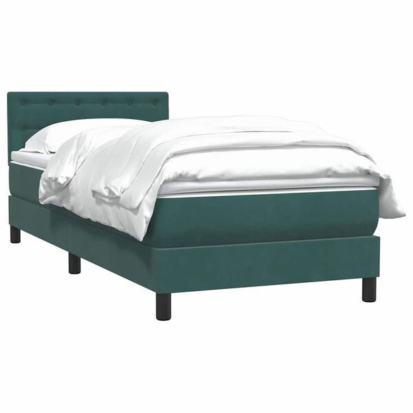 vidaXL Sommier &agrave; lattes de lit et matelas vert fonc&eacute; 90x220 cm velours