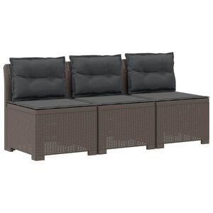 vidaXL Canap&eacute; de jardin 3 places avec coussins look rattan PP