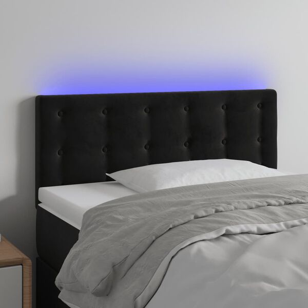 vidaXL T&ecirc;te de lit &agrave; LED Noir 100x5x78/88 cm Velours