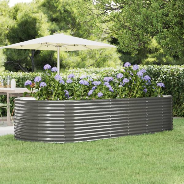 vidaXL Lit sur&eacute;lev&eacute; de jardin Gris 291x140x68cm Acier galvanis&eacute;