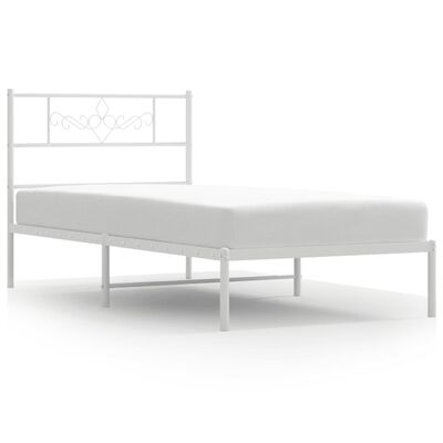 vidaXL Cadre de lit métal sans matelas avec tête de lit blanc 80x200cm