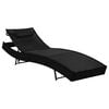 vidaXL Chaise longue avec oreiller R&eacute;sine tress&eacute;e Noir