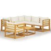 vidaXL Salon de jardin 7 pcs avec coussin Cr&egrave;me Bois d'acacia solide
