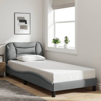 vidaXL Cadre de lit avec lumières LED gris clair 90x190 cm tissu