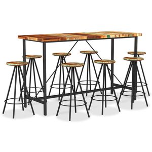 vidaXL Ensemble de bar 9 pcs Bois de r&eacute;cup&eacute;ration massif