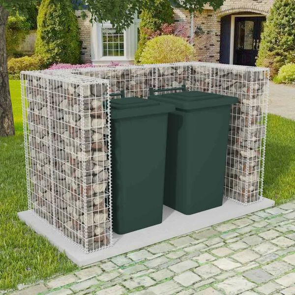 vidaXL Cadre &agrave; gabion de poubelle double Acier 180 x 100 x 120 cm
