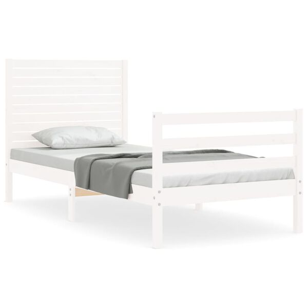vidaXL Cadre de lit sans matelas blanc bois massif