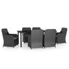vidaXL Ensemble &agrave; manger de jardin avec coussins 7 pcs Noir