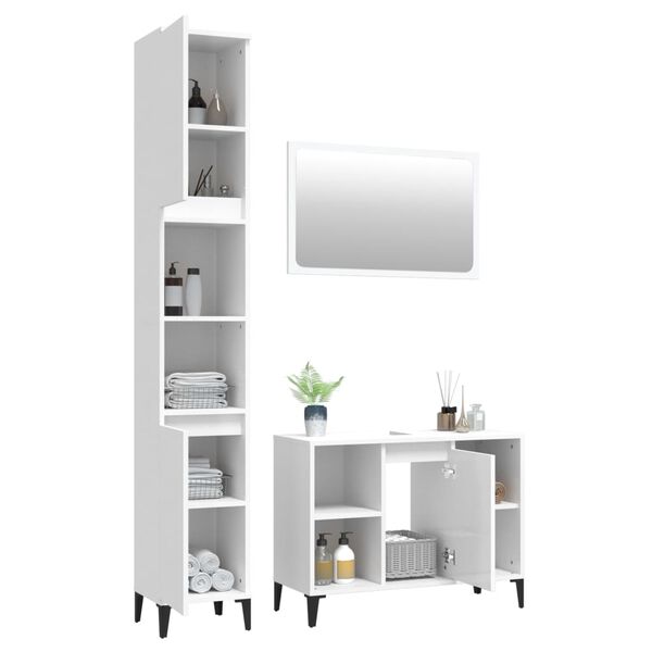 vidaXL Ensemble de meubles de salle de bain 3 pcs blanc brillant