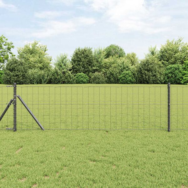vidaXL Cl&ocirc;ture Euro Gris 0,4 x 50 m Fer rev&ecirc;tu de PVC