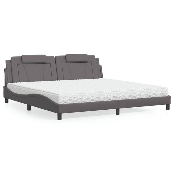 vidaXL Lit Viana avec matelas gris 200x200 cm similicuir