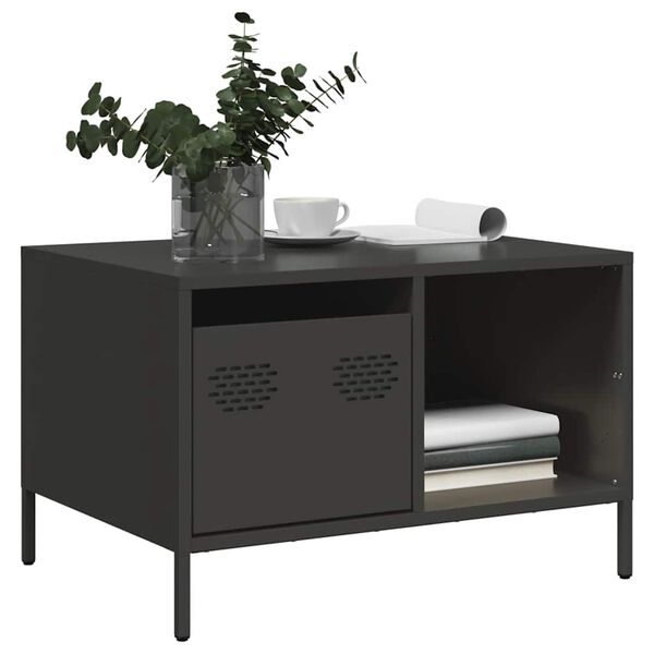 vidaXL Table basse noir 68,5x50x43,5 cm acier lamin&eacute; &agrave; froid
