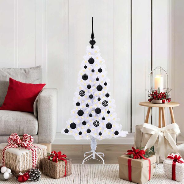 vidaXL Sapin de No&euml;l artificiel avec 150 LED Blanc 120 cm PVC et Acier