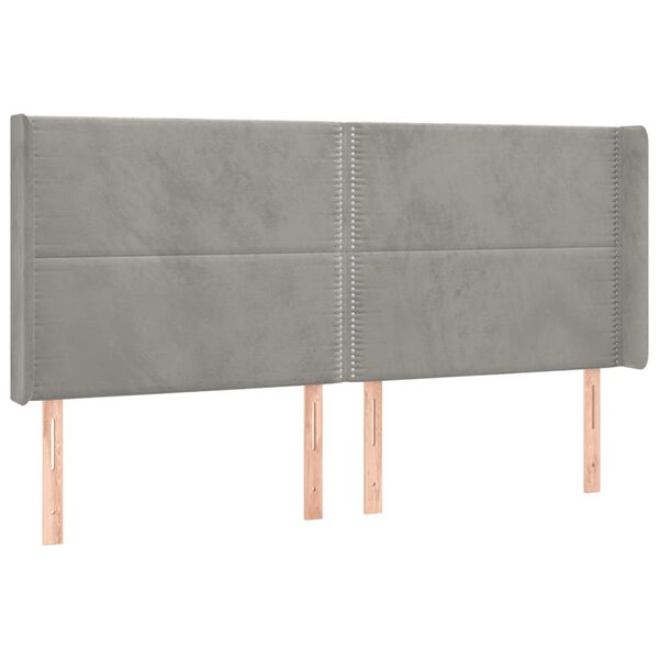 vidaXL T&ecirc;te de lit &agrave; LED Gris clair 163x16x118/128 cm Velours
