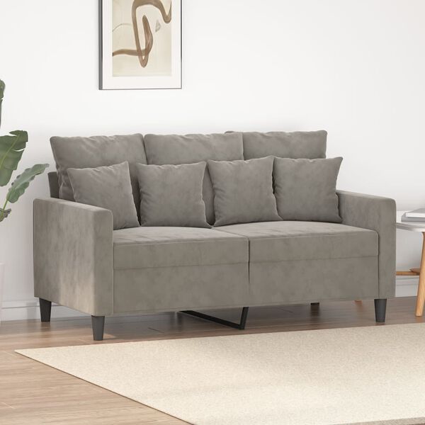 vidaXL Canap&eacute; &agrave; 2 places Gris clair 120 cm Velours