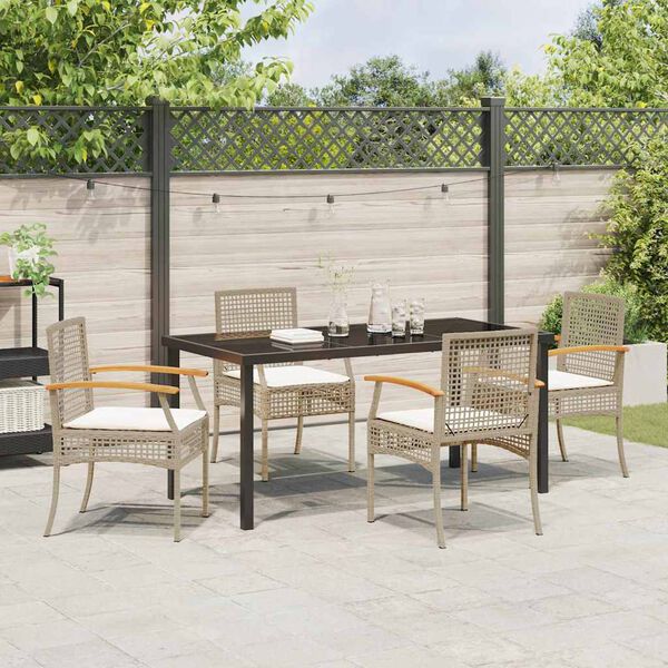 vidaXL Ensemble de salle &agrave; manger pour jardin 5 pcs Beige polyrotin
