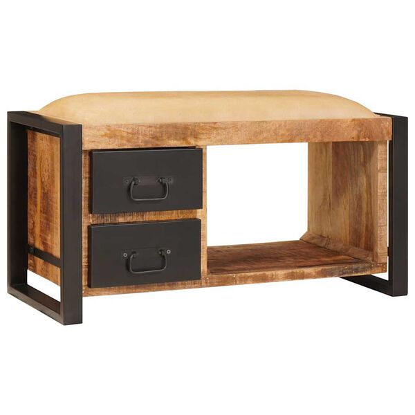 vidaXL Banc de Rangement avec tiroir Marron Bois de manguier massif