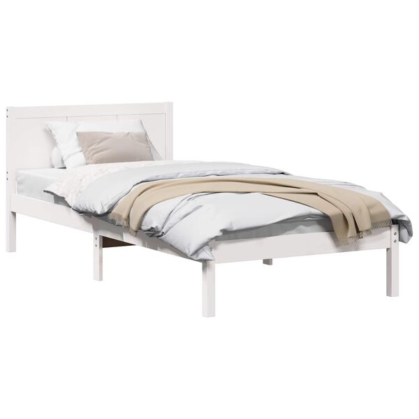 vidaXL Cadre de lit Blanc 100 x 200 cm Bois de pin massif