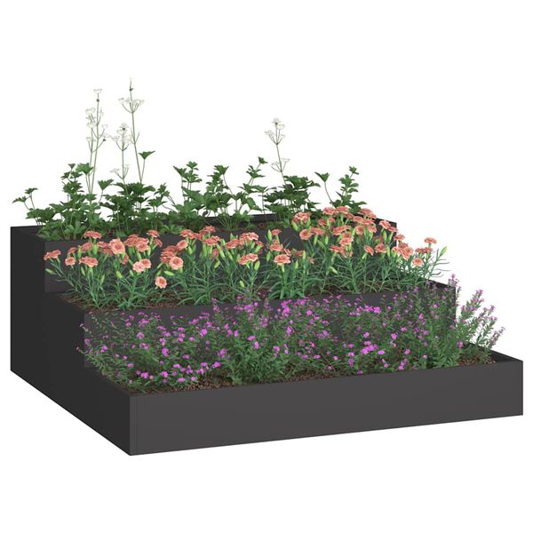 vidaXL Cache-pot de jardin Noir 90 x 90 x 35 cm Acier lamin&eacute; &agrave; froid