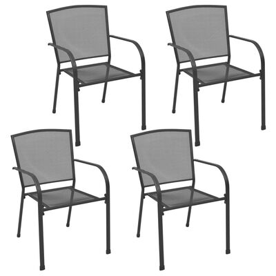 vidaXL Chaises d'extérieur lot de 4 Design maillé Anthracite Acier