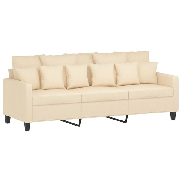 vidaXL Canap&eacute; &agrave; 3 places avec repose-pieds Cr&egrave;me 180 cm Tissu
