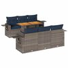 vidaXL Salon de jardin avec coussins 7 pcs gris r&eacute;sine tress&eacute;e