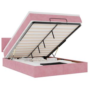 vidaXL Cadre de lit ottoman avec matelas rose 140x190 cm velours