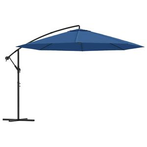 vidaXL Parasol de jardin en porte-&agrave;-faux avec m&acirc;t en aluminium bleu